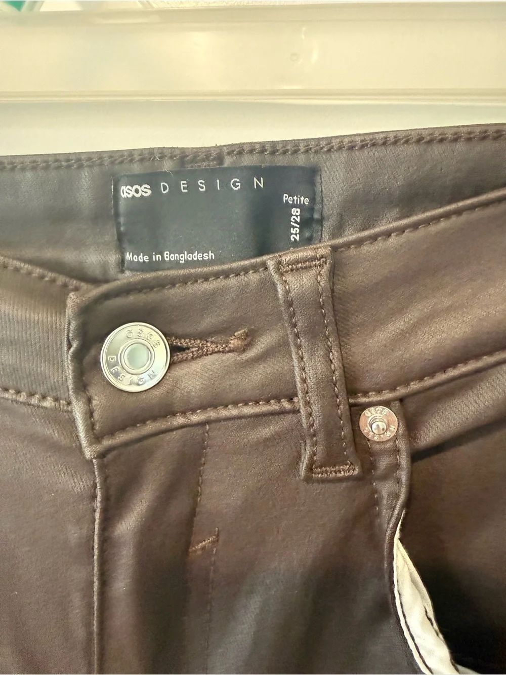 ASOS Faux Brown Leather Petite Pants
